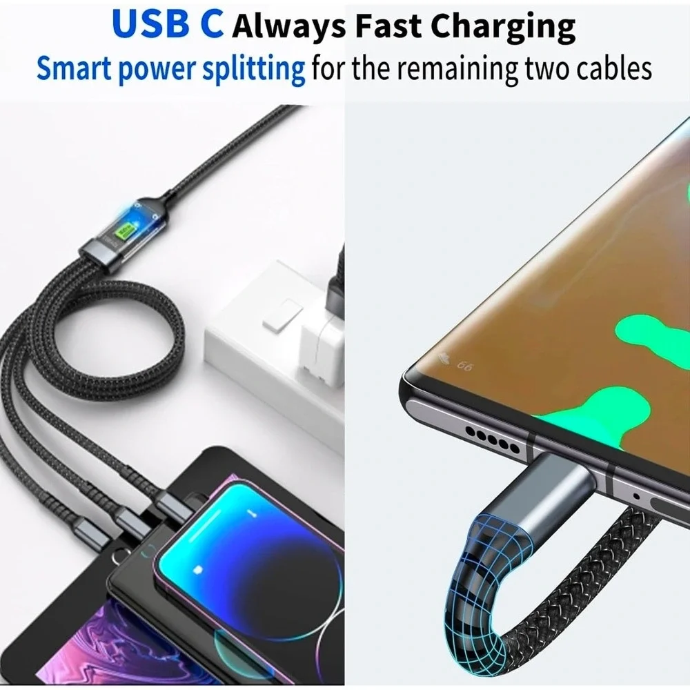 3 in 1 fast charging cable‎ for Iphone and Android, 2mt